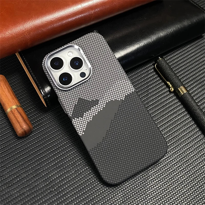 Ultra-Thin Carbon Fiber Texture MagSafe Phone Case for iPhone