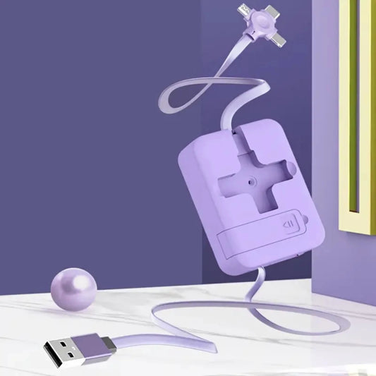 3-in-1 Flexible Retractable USB Cable for iPhone, Samsung, Android - Fast and Convenient Charging, Adjustable Length from 40cm/1