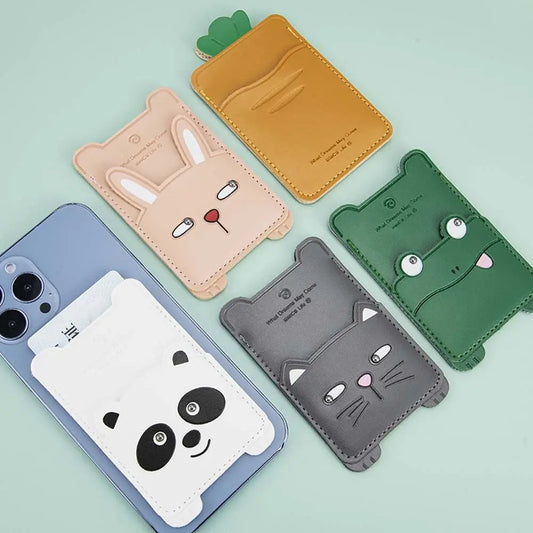 Premium Multi-Style Magnetic Wallet Phone Case + Ultra-Thin Clear Silicone Cover + Cartoon Credit Card Holder (Compatible with iPhone 17 / 16 / 15 / 14 / 13 / 12 / 11 Series)