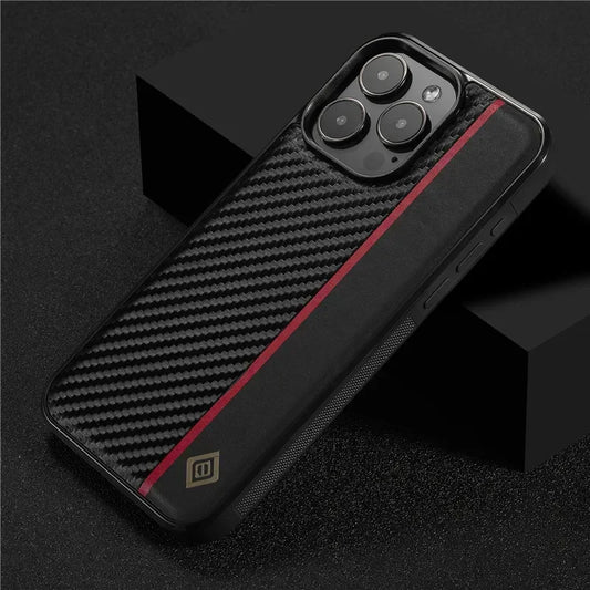 EUCAGR Ultrathin Carbon Fiber PU Leather Phone Case For iPhone 16 15 14 13 12 11 XS Pro Max XR 16Plus Shockproof Phone Cases