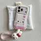 Fashion Leather Plaid Pattern Cute Rabbit phone case For iPhone 16 Pro Max 15 14 13 17 Pro With Lanyard Cartoon Protective Cover