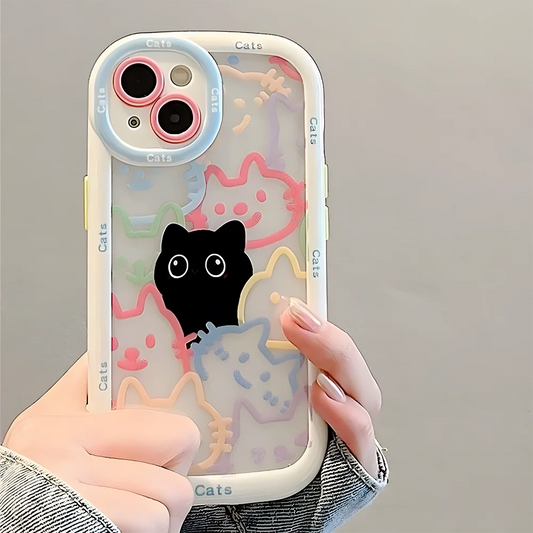 Cut Cat Aninal Phone Case For iPhone 13 Funda iPhone 15 11 16 14 17 Pro Max Air 12 7 8 Plus SE 2020 17promax Silicone Soft Cover