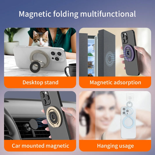 MagSafe Double Sided Magnetic Phone Ring Holder Portable Folding Cellphone Stand Accessory Grip Bracket Support Universal