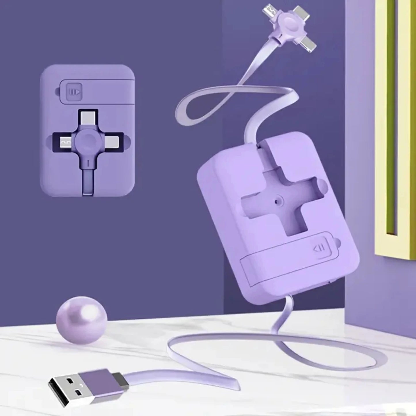 3-in-1 Flexible Retractable USB Cable for iPhone, Samsung, Android - Fast and Convenient Charging, Adjustable Length from 40cm/1