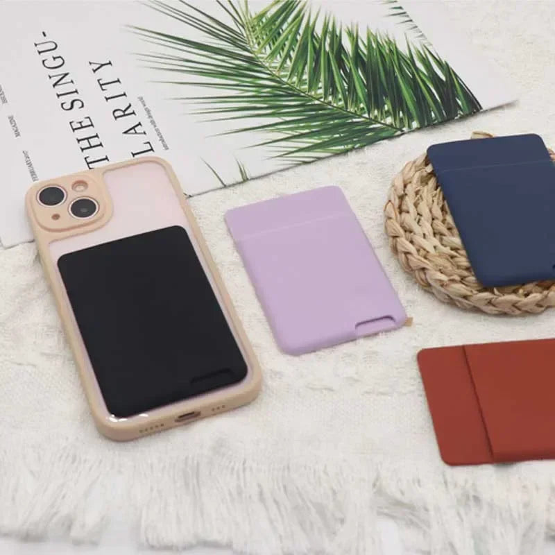 Phone Wallet Accessory Purse Case Card Holder Self-Adhesive Silicone Pocket Stick ID Bank Credit Card Storage Card Holder Bag